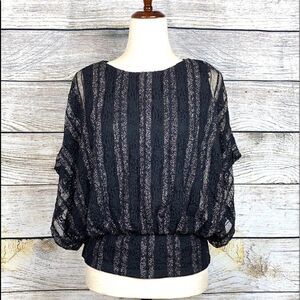 NWT Style&Co Black Laces Sparkle Blouse Top size Small Petite